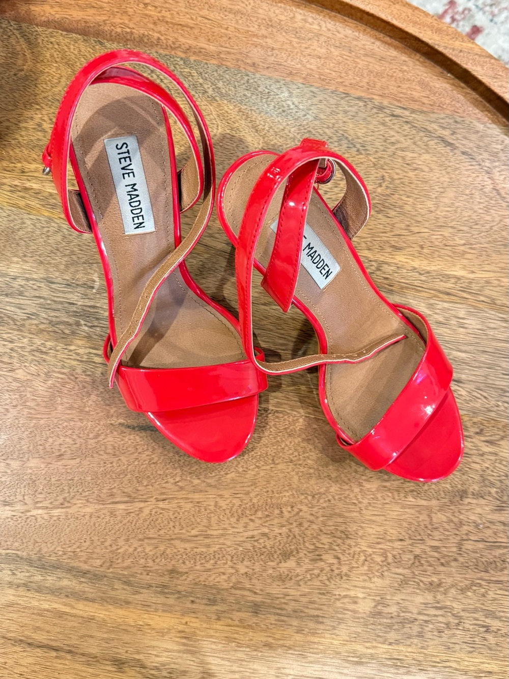 Steve Madden Red Patent Ankle-Strap Heels